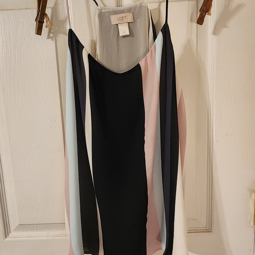 LOFT Black and White Color Block Tank Top